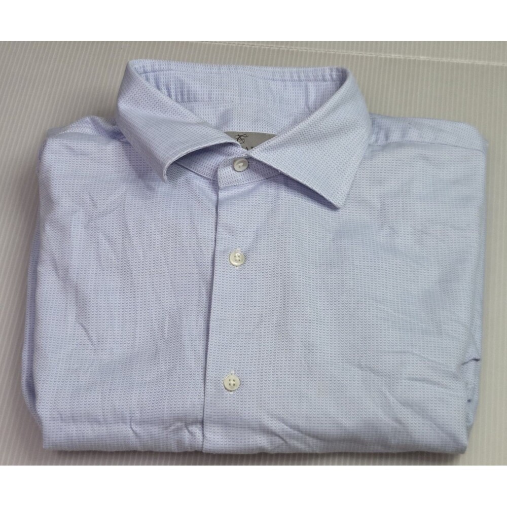 Men's Blue Pattern Canali Dress Shirt Size 42 / 16.5 Italy 100% Cotton Button Up